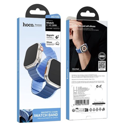 HOCO Armband für Apple Watch 42 / 44 / 45 / 49 mm AS102 dunkelblau mit hellblau – Bild 7