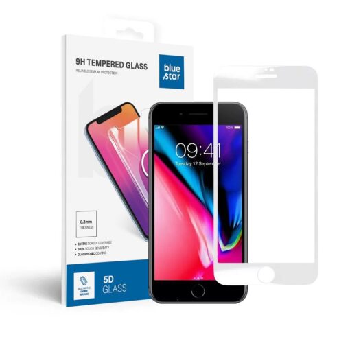 Panzerglas Blue Star 5D - APP IPHO 8 Plus (full glue) weiß