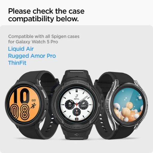 SPIGEN GLAS.TR "EZ-FIT" Gehärtetes Glas 2-PACK für SAMSUNG Galaxy Watch 5 PRO ( 45 MM ) – Bild 7