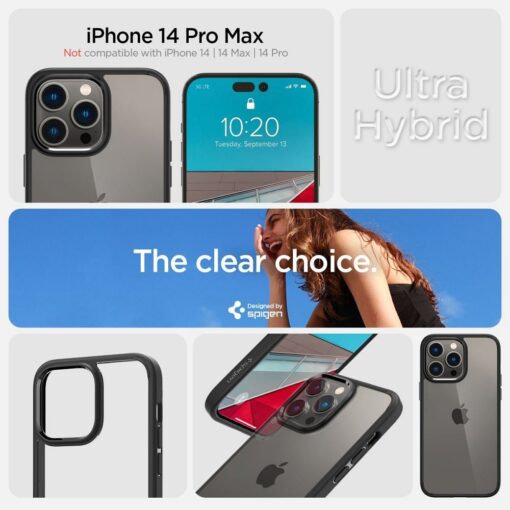 SPIGEN Ultra Hybrid Handyhülle für IPHONE 14 PRO MAX mattschwarz – Bild 9