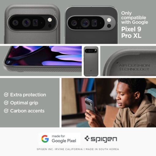 Case SPIGEN case RUGGED ARMOR for GOOGLE Pixel 9 Pro XL marble grey – Bild 12