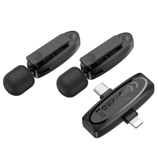 HOCO 2 x lavalier wireless microphone Lightning / Type C L15 black – Bild 6