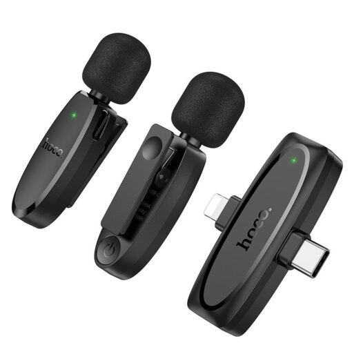 HOCO 2 x lavalier wireless microphone Lightning / Type C L15 black – Bild 8