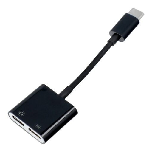 Adapter HF/audio + charging Typ C - Typ C schwarz BULK [DAC]