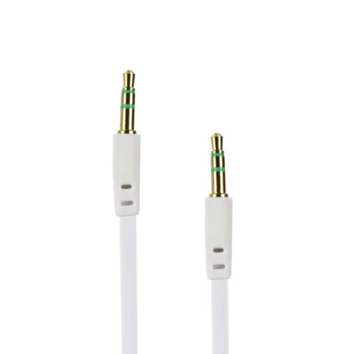 Kabel AUX JACK STEREO 3,5mm weiß 1m flach – Bild 4