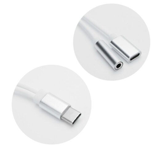 Adapter HF/audio + charging Typ C - Jack 3,5mm weiß – Bild 3