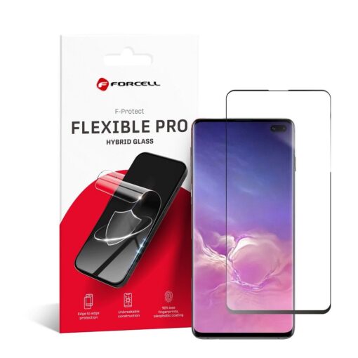 Forcell Flexible 5D Gehärtetes Glas für Samsung Galaxy S10+ schwarz (Hot Bending) - funktionierendes Lesegerät