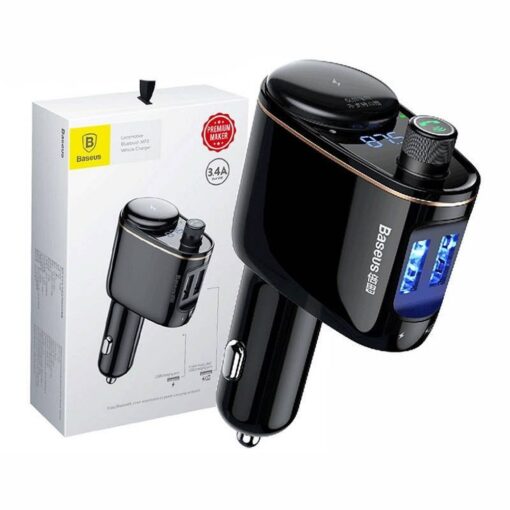 BASEUS Autoladegerät 2 x USB A + FM-Transmitter BT 3.4A S-06 CCHC000001 schwarz – Bild 7