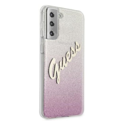 Original GUESS Case GUHCS21MPCUGLSPI für Samsung S21 Plus (Glitter Gradient Script / pink) – Bild 5