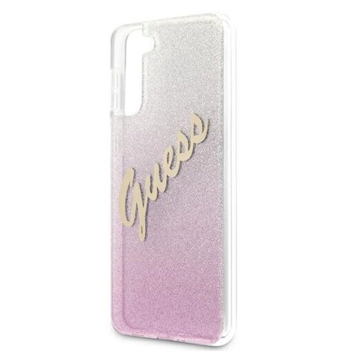 Original GUESS Case GUHCS21MPCUGLSPI für Samsung S21 Plus (Glitter Gradient Script / pink) – Bild 7