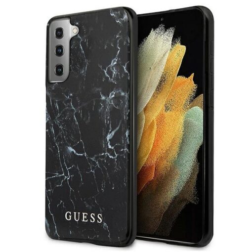 Original GUESS Case GUHCS21MPCUMABK für Samsung S21 Plus (Marmor / schwarz)