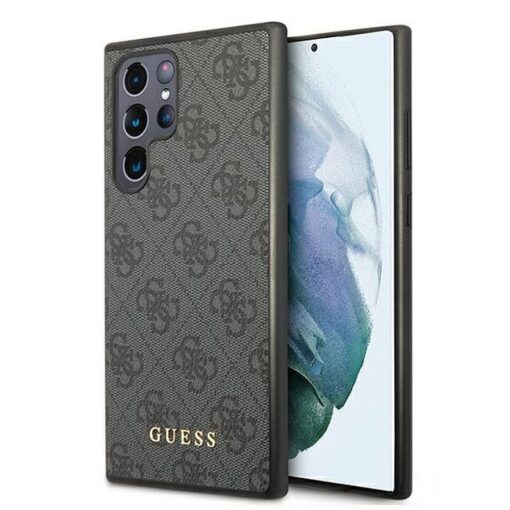 Etui GUESS Hardcase GUHCS22LG4GFGR Samsung S22 Ultra (4G Metal Gold Logo / grau)