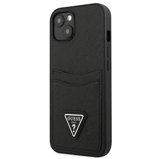 Echtes GUESS Case GUHCP13SPSATPK für iPhone 13 MINI (Saffiano Double Card Triangle / schwarz) – Bild 3