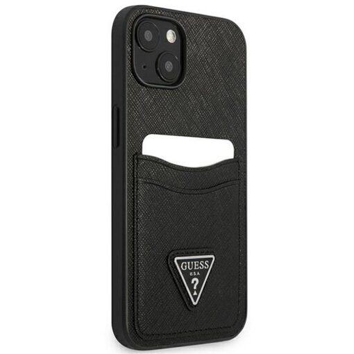 Echtes GUESS Case GUHCP13SPSATPK für iPhone 13 MINI (Saffiano Double Card Triangle / schwarz) – Bild 5