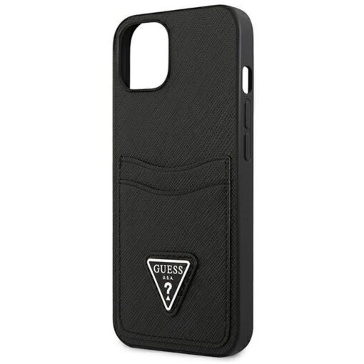 Echtes GUESS Case GUHCP13SPSATPK für iPhone 13 MINI (Saffiano Double Card Triangle / schwarz) – Bild 7