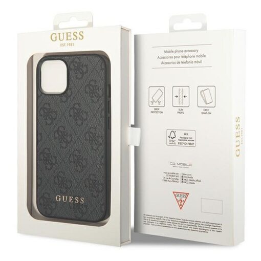Original GUESS Case GUHCP14SG4GFGR für iPhone 14 (4G Gold Logo / Grau) – Bild 9