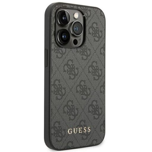Original GUESS Case GUHCP14LG4GFGR für iPhone 14 PRO (4G Gold Logo / Grau) – Bild 5