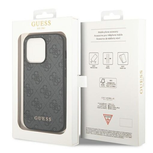 Original GUESS Case GUHCP14LG4GFGR für iPhone 14 PRO (4G Gold Logo / Grau) – Bild 9