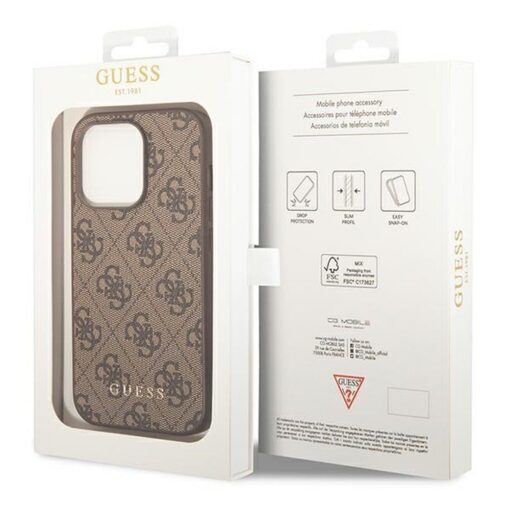 Echtes GUESS Case GUHCP14LG4GFBR für iPhone 14 PRO (4G Gold Logo / Braun) – Bild 9