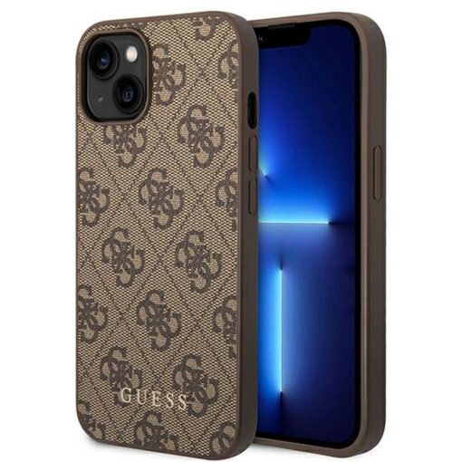 Echtes GUESS Case GUHCP14MG4GFBR für iPhone 14 PLUS (4G Gold Logo / Braun)