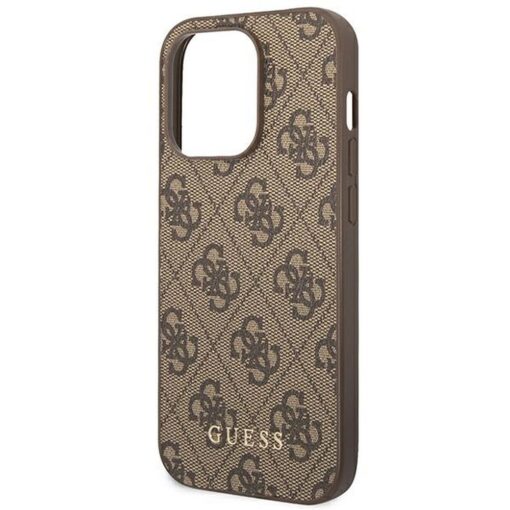 Original GUESS Case GUHCP14XG4GFBR für iPhone 14 PRO MAX (4G Gold Logo / Braun) – Bild 7