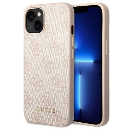 Echtes GUESS Case GUHCP14SG4GFPI für iPhone 14 (4G Gold Logo / Pink)
