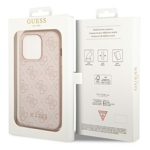 Original GUESS Case GUHCP14XG4GFPI für iPhone 14 PRO MAX (4G Gold Logo / Pink) – Bild 9