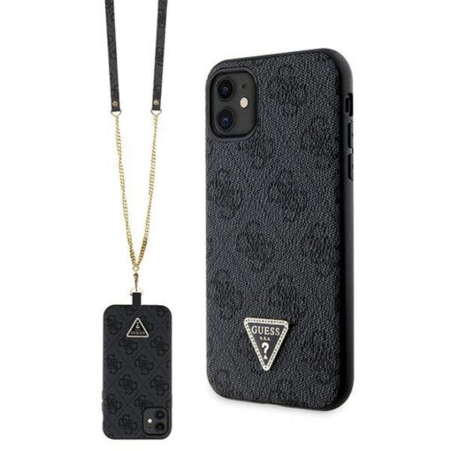 GUESS case for IPHONE 11 GUHCN61P4TDSCPK (Leather Metal Logo Strass Crossbody) black
