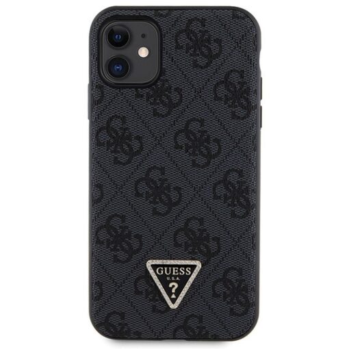 GUESS case for IPHONE 11 GUHCN61P4TDSCPK (Leather Metal Logo Strass Crossbody) black – Bild 8