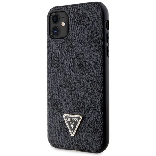 GUESS case for IPHONE 11 GUHCN61P4TDSCPK (Leather Metal Logo Strass Crossbody) black – Bild 9