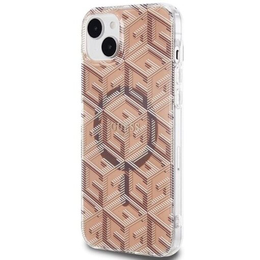 Original GUESS Case GUHMP15SHGCUSTGW für iPhone 15 Plus (Kompatibel mit Magsafe / IML GCUBE / braun) – Bild 3
