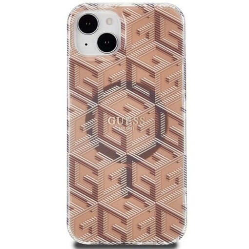 Original GUESS Case GUHMP15SHGCUSTGW für iPhone 15 Plus (Kompatibel mit Magsafe / IML GCUBE / braun) – Bild 4