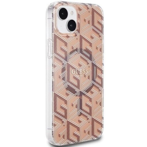 Original GUESS Case GUHMP15SHGCUSTGW für iPhone 15 Plus (Kompatibel mit Magsafe / IML GCUBE / braun) – Bild 5