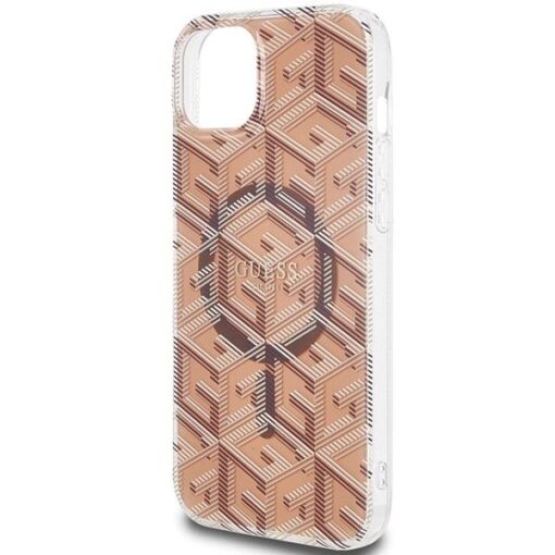 Original GUESS Case GUHMP15SHGCUSTGW für iPhone 15 Plus (Kompatibel mit Magsafe / IML GCUBE / braun) – Bild 7