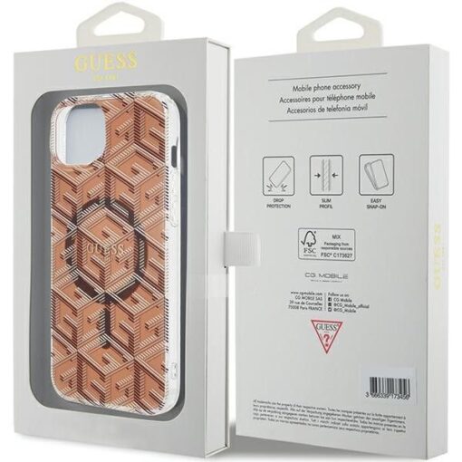 Original GUESS Case GUHMP15SHGCUSTGW für iPhone 15 Plus (Kompatibel mit Magsafe / IML GCUBE / braun) – Bild 9
