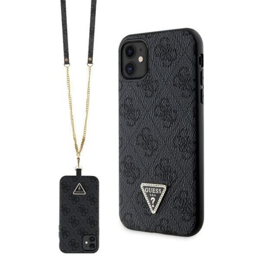 Echtes GUESS Case GUHCN61P4TDSCPK für iPhone 11 (Leder Metall Logo Strass Crossbody / Schwarz) – Bild 3