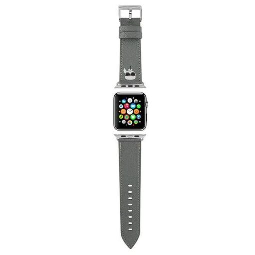 Karl Lagerfeld SAFFIANO KH 42/44mm KLAWLOKHG silbernes Silikon Armband für Apple Watch
