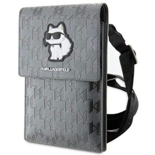 Karl Lagerfeld KLWBSAKHPCG Universal Handytasche (Saffiano Mono Choupette / Silber)