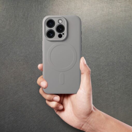 SILICONE MAG COVER case compatible with MagSafe for IPHONE 16 Pro Max grey titanium – Bild 6