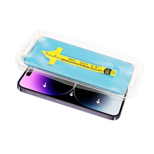 5D Vollverklebung gehärtetes Glas - für iPhone 14 Pro Max schwarz + Applikator – Bild 5