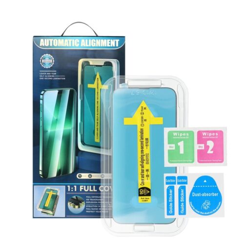 5D Full Glue gehärtetes Glas - für iPhone X schwarz + Applikator – Bild 4