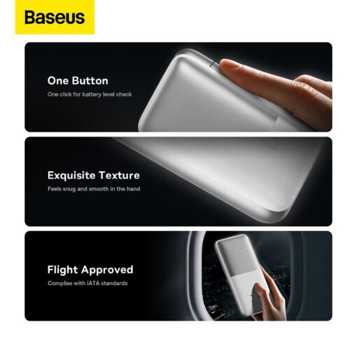 BASEUS Powerbank 10 000 mAh + USB A zu Typ C PD QC3.0 3A Kabel 20W PPBD040202 weiß – Bild 15