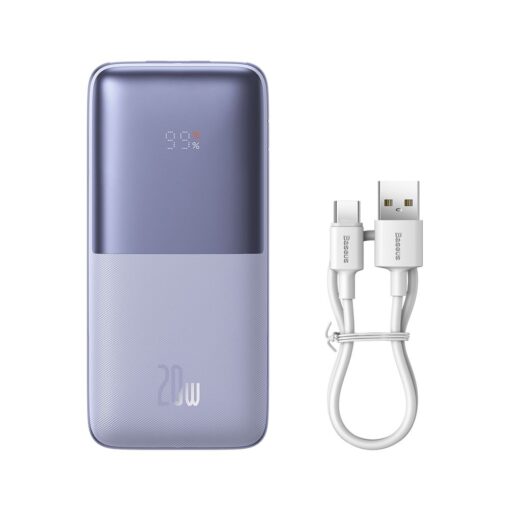 BASEUS Powerbank 10 000 mAh + USB A zu Typ C PD QC3.0 3A 20W Kabel PPBD040205 lila – Bild 5
