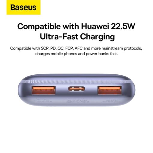 BASEUS Powerbank 10 000 mAh + USB A zu Typ C PD QC3.0 3A 20W Kabel PPBD040205 lila – Bild 15