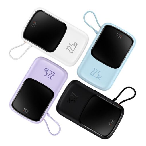BASEUS Powerbank 10 000 mAh mit integriertem Typ C Kabel + USB A zu Typ C PD QC3.0 3A Kabel 22,5W PPQD020102 weiß – Bild 11