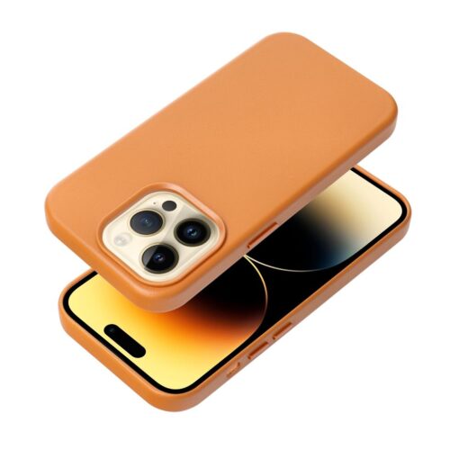 LEATHER MAG COVER case for IPHONE 14 Pro orange – Bild 3