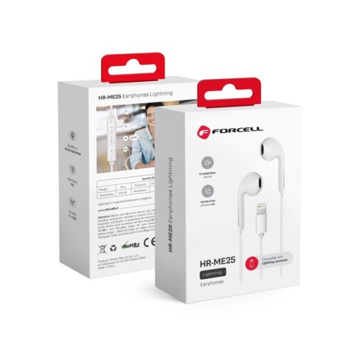 FORCELL Stereo Headset / Kopfhörer für Apple iPhone Lightning 8-polig weiß HR-ME25
