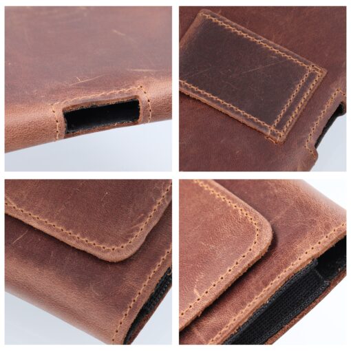ROYAL Crazy Horse universal horizontal leather belt holster size 3XL for Umidigi Bison 2 Pro / GT2 Pro 5G / X10 Pro / 202 DOOGEE S98 / S96 Pro / S88 Pro / S58 Pro 6 / S40 Pro HAMMER Blade 5G / Iron 3 / Blade 3 CAT S53 brown – Bild 9