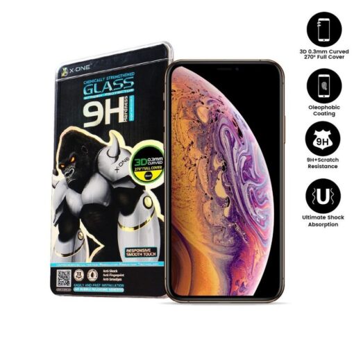 Protector Schutzfolie X-ONE 3D - APP IPHO X Full Cover schwarz Sekuritglas 9H – Bild 7