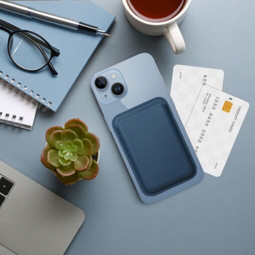 LEATHER MAG WALLET compatible with MagSafe blue – Bild 7